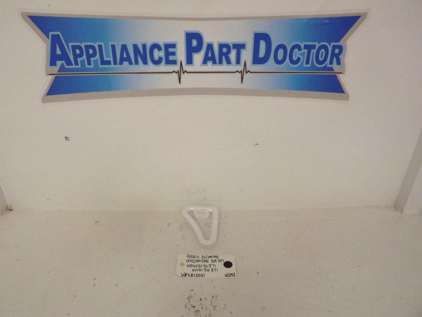 Whirlpool Washer WPW10136371 W10136371 Fabric Softener Dispenser Bezel Used Whirlpool Washer WPW10136371 W10136371 Fabric Softener Dispenser Bezel Used